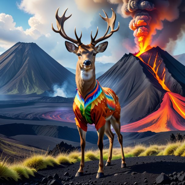 Image of a deer in a trousers in the volcano