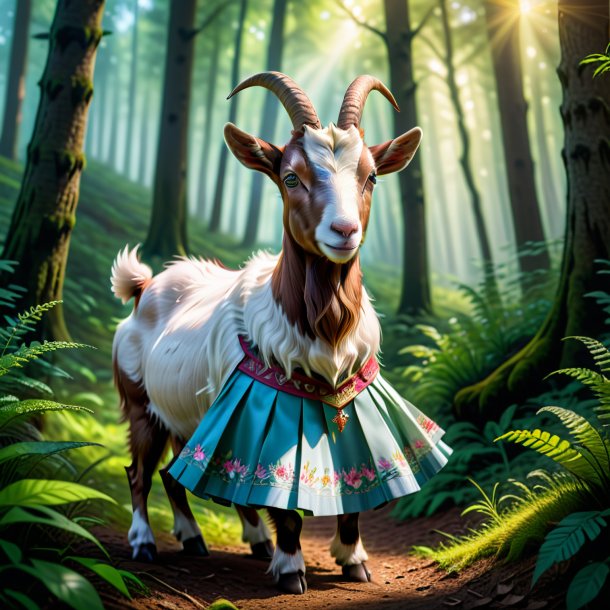 Picture of a goat in a skirt in the forest