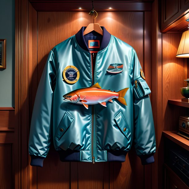 Drawing of a salmon in a jacket in the house