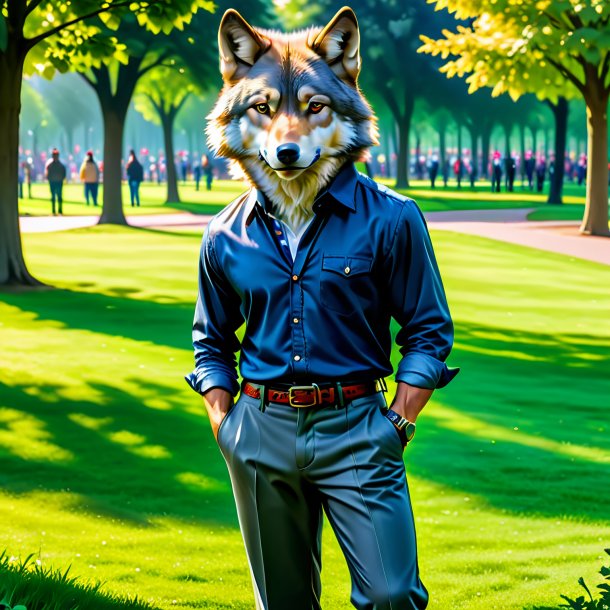 Pic of a wolf in a trousers in the park