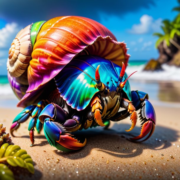 Picture of a threatening of a hermit crab on the rainbow