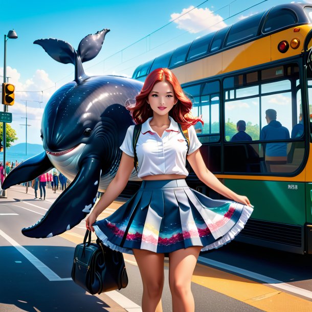 Picture of a whale in a skirt on the bus stop