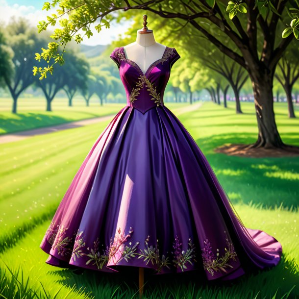 Boceto de un vestido de ciruela de la hierba