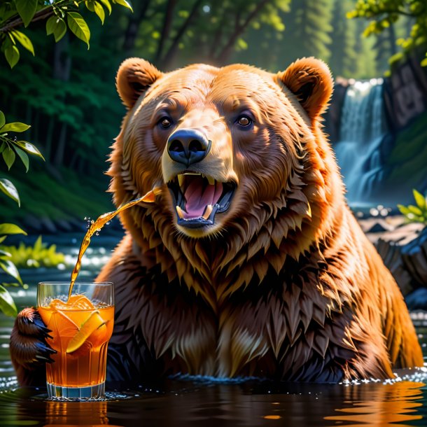 Pic of a orange drinking bear