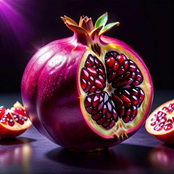 Portrait of a purple pomegranate