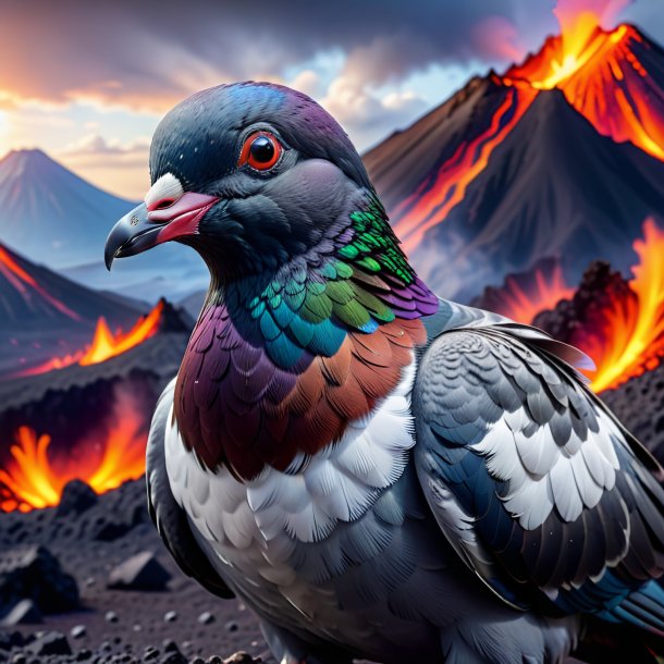 Pic of a smiling of a pigeon in the volcano