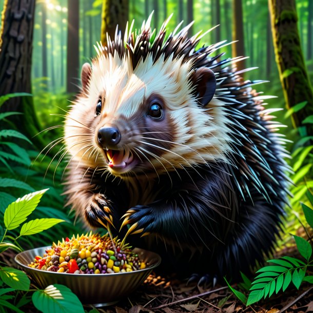 Pic of a eating of a porcupine in the forest