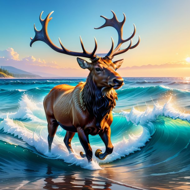 Pic of a elk in a shoes in the sea