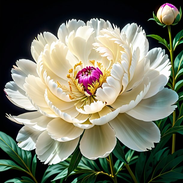 Clipart of a ivory peony
