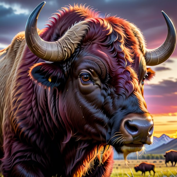 Pic of a maroon drinking buffalo