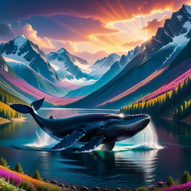 Photo of a whale in a belt in the mountains