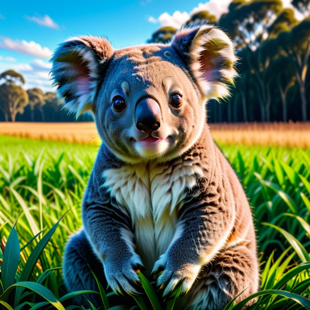 Pic of a waiting of a koala on the field