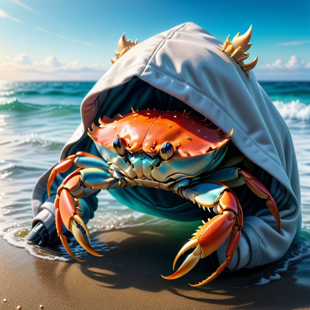 Pic d'un crabe dans un sweat à capuche dans la mer