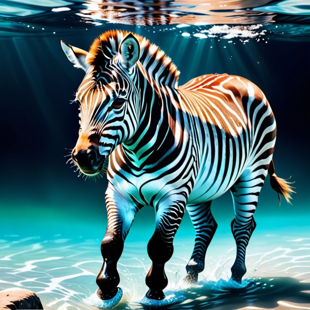 Illustration of a zebra in a gloves in the water