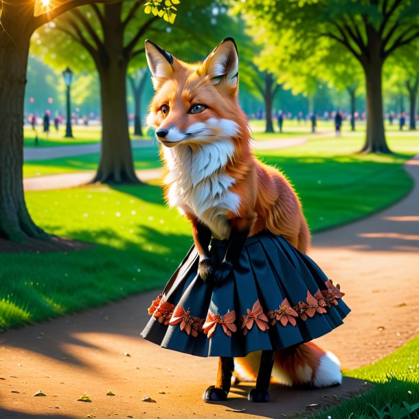 Photo of a fox in a skirt in the park