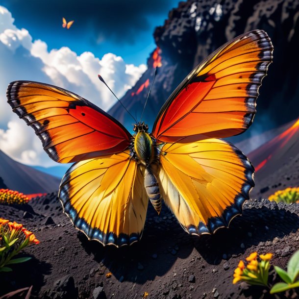 De um descanso de uma borboleta no vulcão