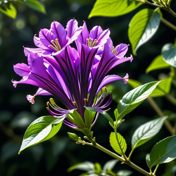 Portrait of a purple ash-leaved trumpet-flower