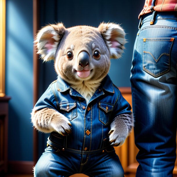 Изображение коалы в синих джинсах