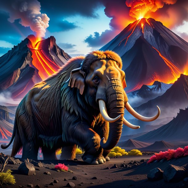 Imagem de um sono de um mamute no vulcão