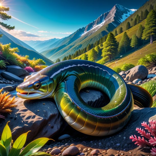 Pic of a sleeping of a eel in the mountains