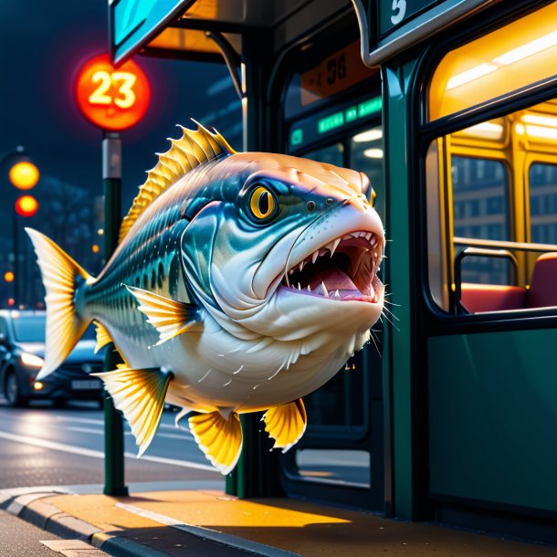 Picture of a angry of a haddock on the bus stop