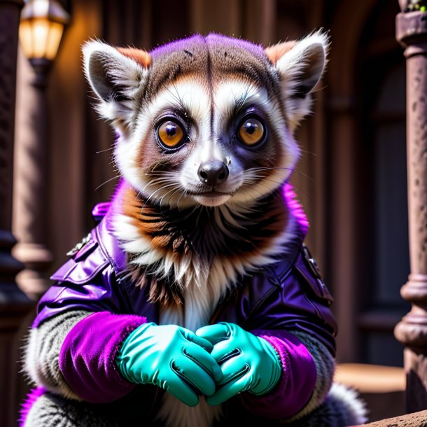 Pic of a lemur in a purple gloves