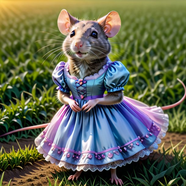 Retrato de um rato em um vestido no campo