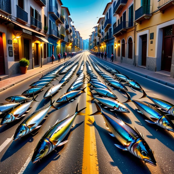 Picture of a dancing of a sardines on the road