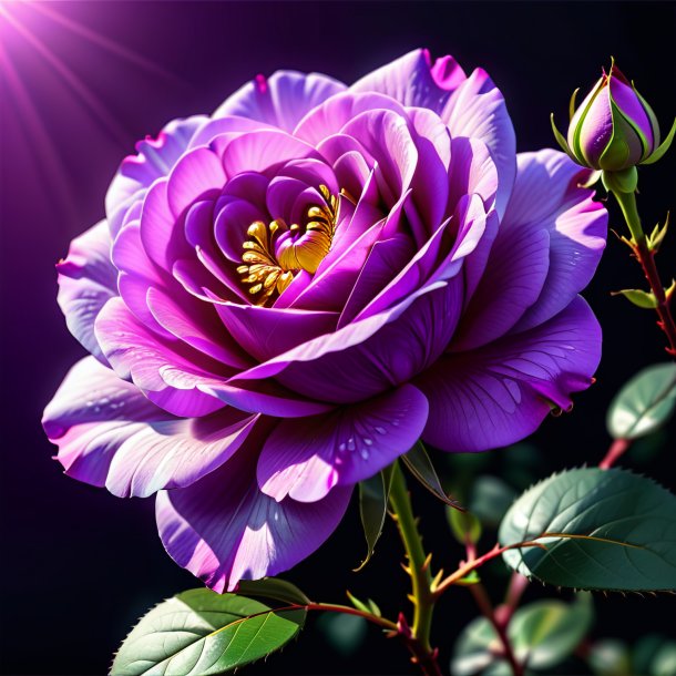 Рисунок фиолетовой японской розы