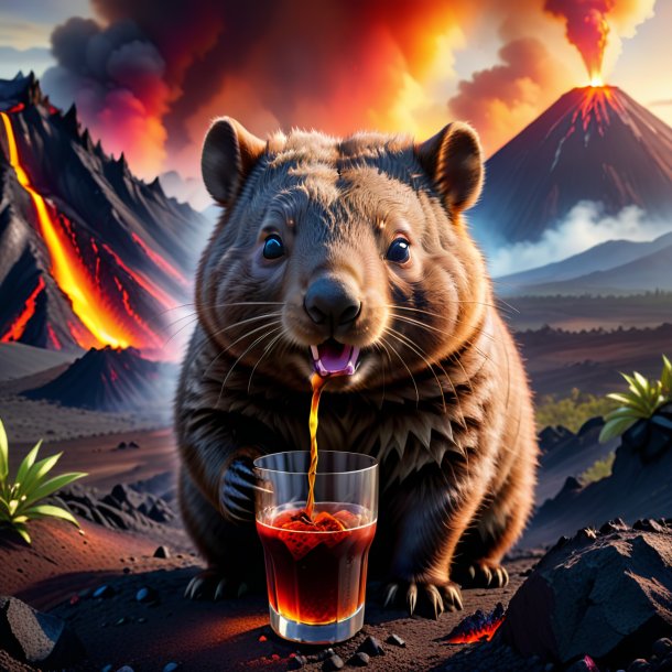 Foto de una bebida de un wombat en el volcán