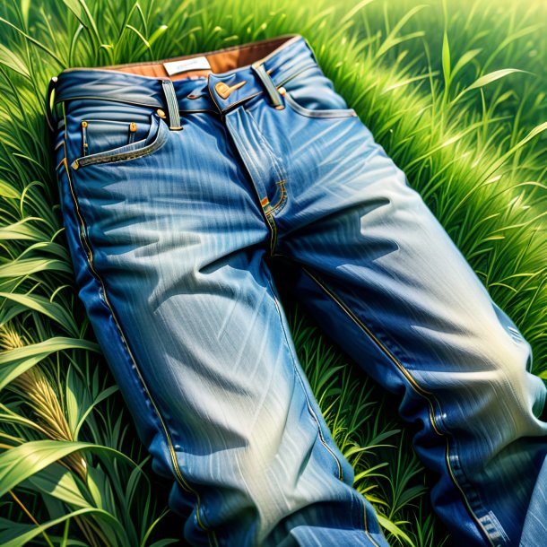 Sketch of a olden jeans from grass
